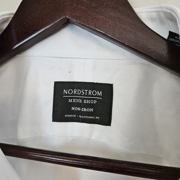 Nordstrom White Button Down Shirt 16 1/2 36-37 Business Casual Neutral - Picture 6 of 10
